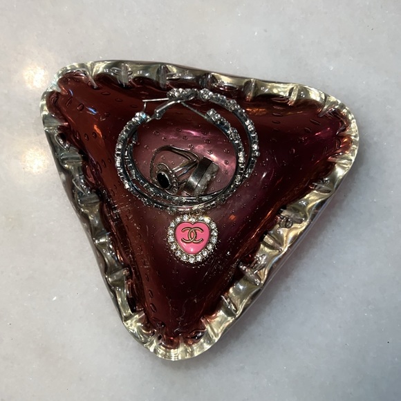 Art Deco Vintage Blown Glass Strawberry Amethyst Vanity Tray Centerpiece Decor - Picture 4 of 14